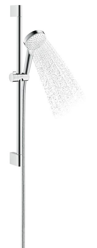 Изображение товара Душевой гарнитур Hansgrohe Crometta 1jet EcoSmart 26535400, корпус хром, лицевая часть белая, 1 режим струи
