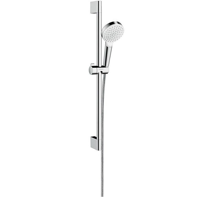 Изображение товара Душевой гарнитур Hansgrohe Crometta 1jet EcoSmart 26535400, корпус хром, лицевая часть белая, 1 режим струи