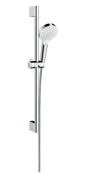 Изображение товара Душевой гарнитур Hansgrohe Crometta Vario 26536400, штанга 90 см, корпус хром, 2 режима струи, лицевая часть белая