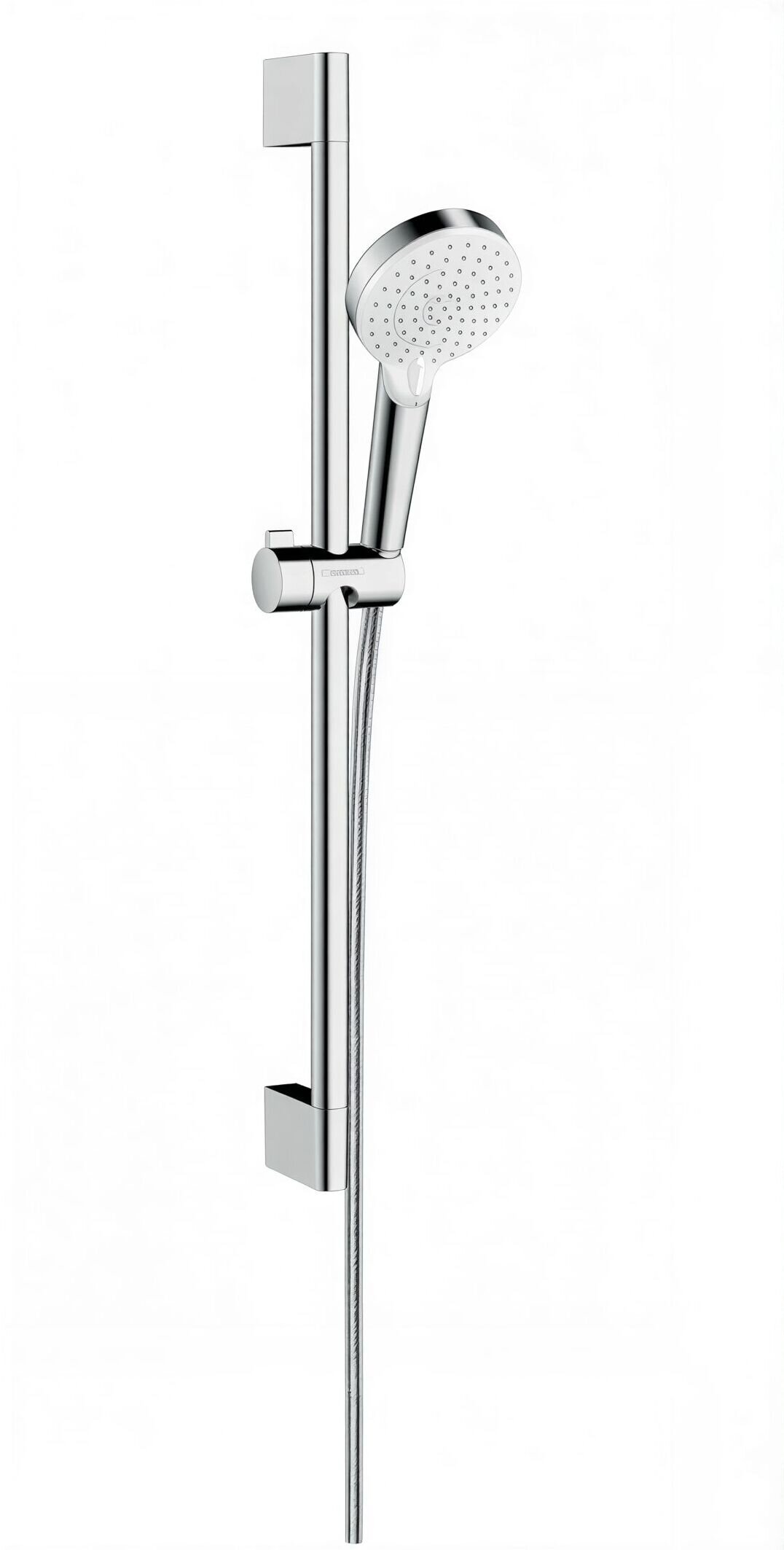 Изображение товара Душевой гарнитур Hansgrohe Crometta Vario 26536400, штанга 90 см, корпус хром, 2 режима струи, лицевая часть белая