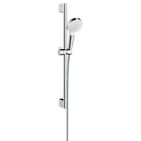 Изображение товара Душевой гарнитур Hansgrohe Crometta 1jet Green 26554400, корпус хром, лицевая часть белая, 1 режим струи