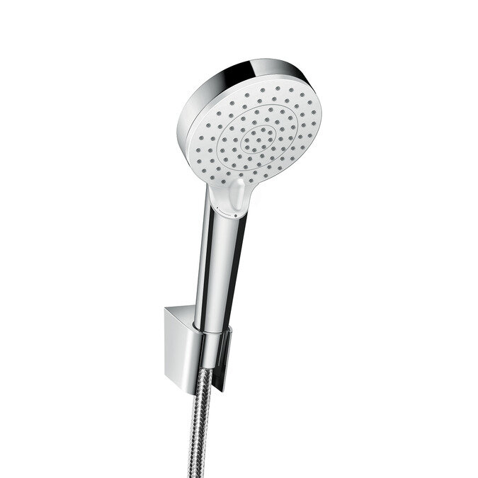 Изображение товара Душевой гарнитур Hansgrohe Crometta Vario EcoSmart 26694400, шланг 160 см, корпус хром, лицевая часть белая, 2 режима струи Изображение товара Душевой гарнитур Hansgrohe Crometta Vario EcoSmart 26694400, шланг 160 см, корпус хром, лицевая часть белая, 2 режима струи