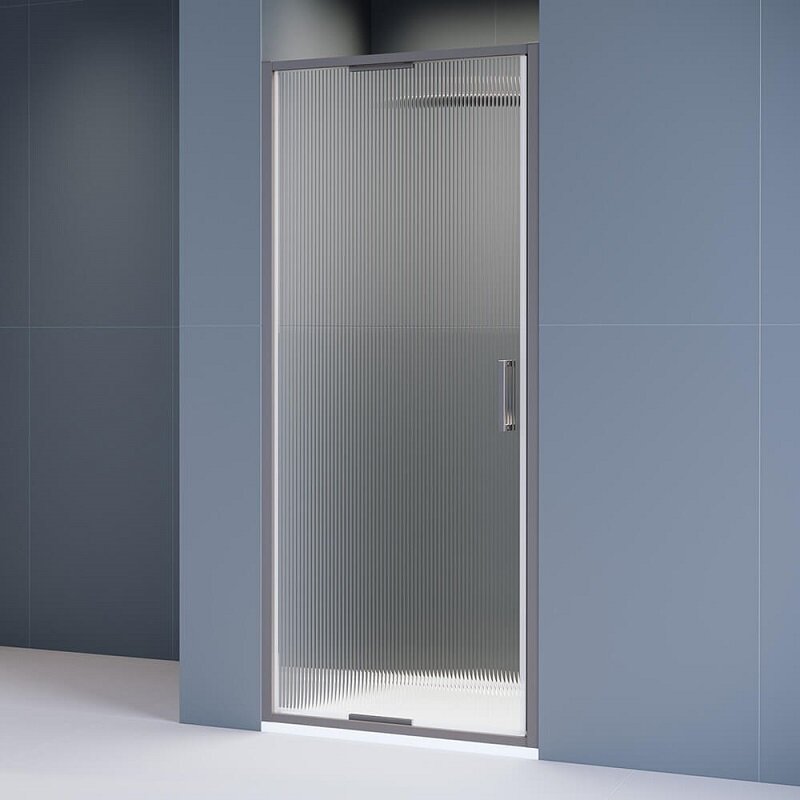 Изображение товара Душевая дверь RGW Stilvoll SV-05-Gr 70320509-1510 90 см с ребристым стеклом и серым профилем