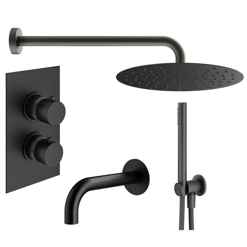 Изображение товара Душевая система Plumberia Selection Ixo KITXOT19QNO260 термостатическая для ванной черный матовый