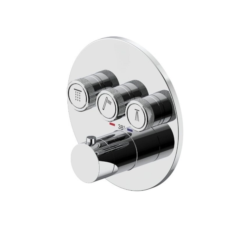 Изображение товара Смеситель Plumberia Selection Psbox KITPSB1903CR для ванны и душа, термостатический, на 3 потребителя, цвет хром, комплект Изображение товара Смеситель Plumberia Selection Psbox KITPSB1903CR для ванны и душа, термостатический, на 3 потребителя, цвет хром, комплект