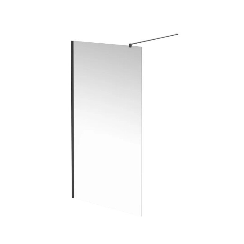 Изображение товара Душевая стенка Kerama Marazzi Vetro/Ветро VE.100.WI.BLK.M 100 см со свободным входом, кронштейн обрезной 120 см, стекло прозрачное, профиль матовый черный