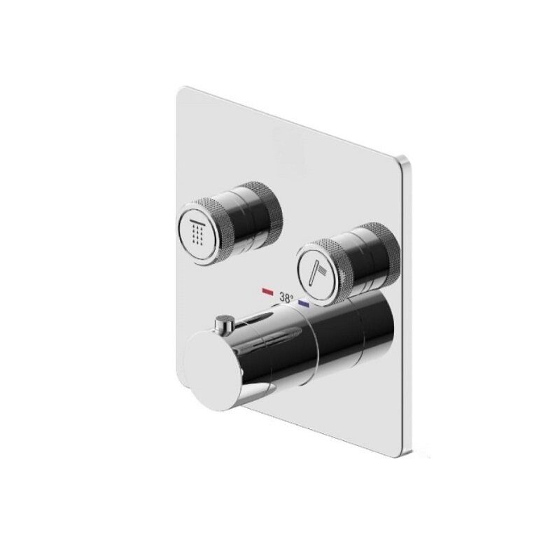 Изображение товара Смеситель Plumberia Selection Psbox KITPSB2902CR для ванны и душа, термостатический, на 2 потребителя, термостатический, цвет хром, комплект