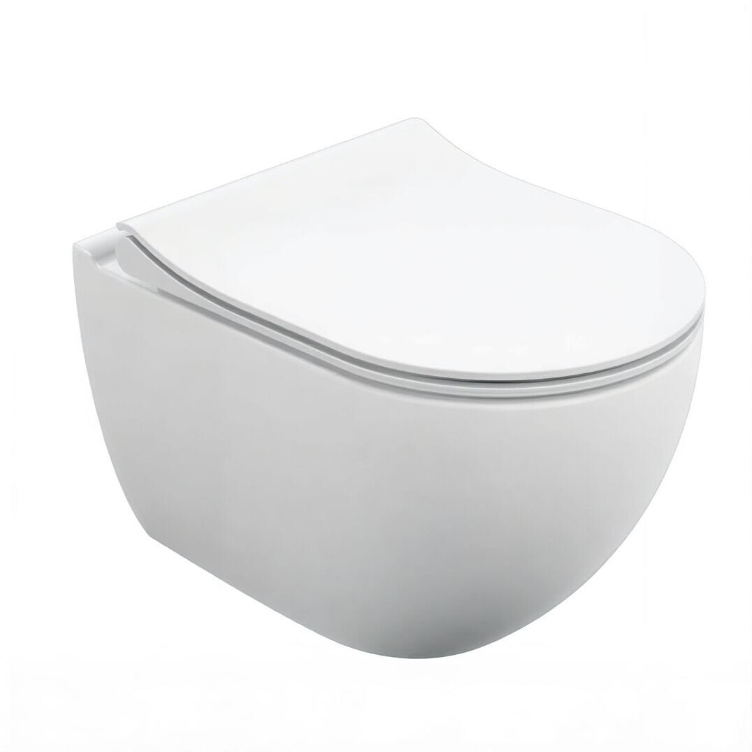 Изображение товара Подвесной унитаз Cersanit Brasko Smart Clean On DPL EO slim LP, A64824, безободковый, крышка-сиденье микролифт, цвет белый Изображение товара Подвесной унитаз Cersanit Brasko Smart Clean On DPL EO slim LP, A64824, безободковый, крышка-сиденье микролифт, цвет белый
