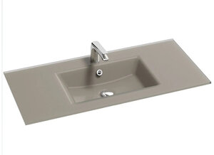 Изображение товара Стеклянная раковина Jacob Delafon Sherwood EB1830RU-DE5 100 см, матовый базальт (выставочный образец, отсутствует упаковка)