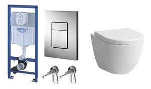 Изображение товара Инсталляция Grohe с безободковым унитазом Laufen Pro Rimless 8209650000001, сиденье микролифт, комплект Santehnica.ru