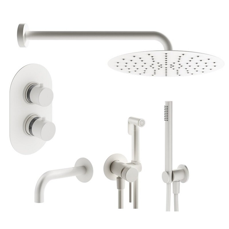 Изображение товара Душевая система Plumberia Selection Ixo KITZXOT19BO60, термостатическая, цвет белый матовый Изображение товара Душевая система Plumberia Selection Ixo KITZXOT19BO60, термостатическая, цвет белый матовый