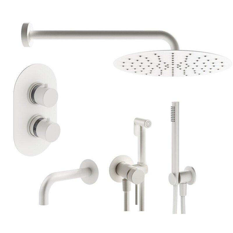 Изображение товара Душевая система Plumberia Selection Ixo KITZXOT19BO260, термостатическая, цвет белый матовый Изображение товара Душевая система Plumberia Selection Ixo KITZXOT19BO260, термостатическая, цвет белый матовый