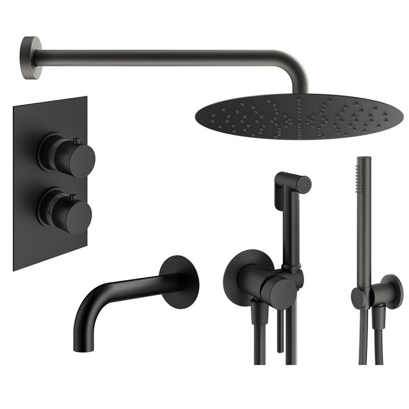 Изображение товара Душевая система Plumberia Selection Ixo KITZXOT19QNO260 термостатическая черный матовый
