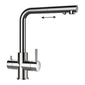 Изображение товара Смеситель для кухни Schock Vitus-D 710632, вытяжной, с подключением к фильтру, цвет нержавеющая сталь