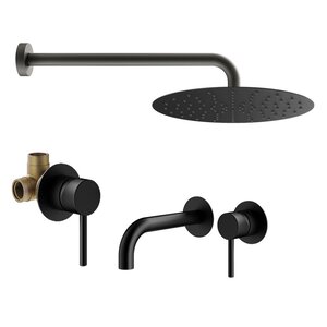 Изображение товара Комплект смесителей Plumberia Selection Ixo KITXO01NO210 черный матовый для раковины и душа