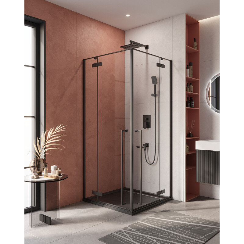 Изображение товара Душевой уголок Cezares LINER-A-2-90-C-NERO, 90x90 см, прозрачное стекло, черный матовый профиль