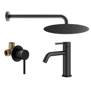 Изображение товара Комплект смесителей Plumberia Selection Ixo KITXO01NO53 черный матовый для душа и раковины