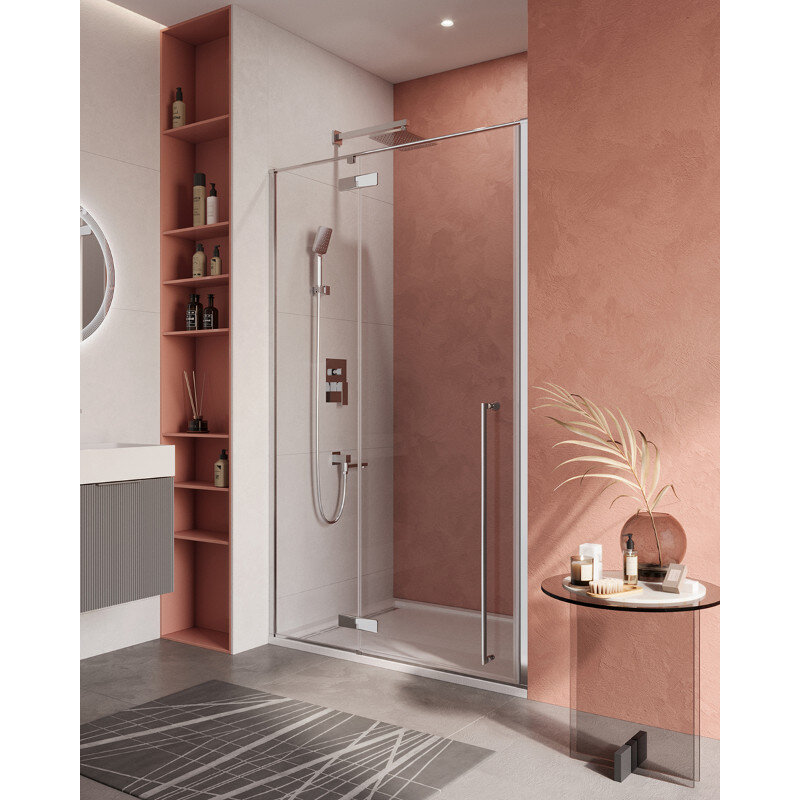 Изображение товара Душевая дверь Cezares LINER-B-12-120-C-Cr с прозрачным стеклом, хромированный профиль, 120 см