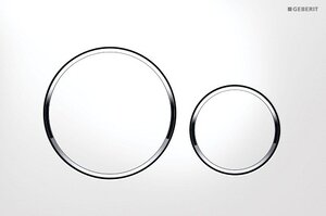 Изображение товара Клавиша Geberit Sigma Type 20 115.882.KJ.1 белая с хром глянцевым ободом для унитаза