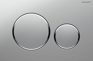 Изображение товара Клавиша Geberit Sigma 115.882.KN.1 Type 20 рамка и кнопки: хром матовый, обод: хром глянец, двойной смыв