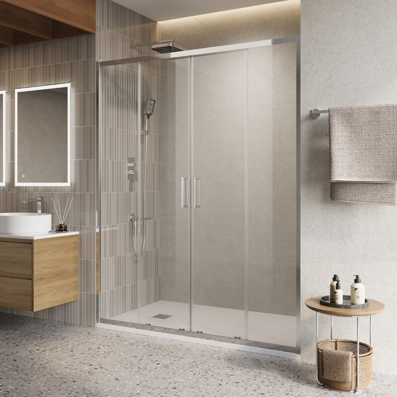 Изображение товара Двустворчатая душевая дверь BelBagno LUCE-BF-2-140-C-Cr, 140 см, стекло прозрачное