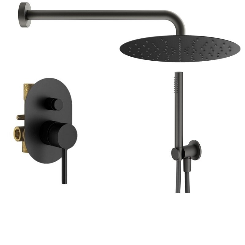 Изображение товара Душевая система Plumberia Selection Ixo KITXO15NO с верхним и ручным душем черный матовый