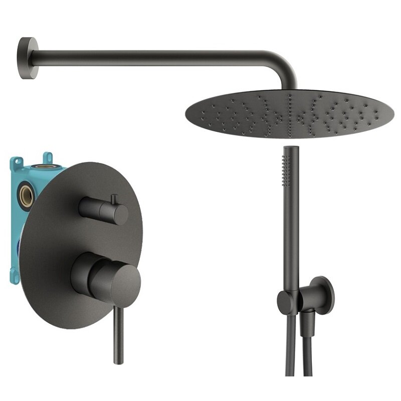 Изображение товара Душевая система Plumberia Selection Ixo KITXO18GR, графит матовый, встроенная, однорычажная