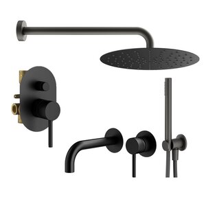 Изображение товара Душевая система Plumberia Selection Ixo KITXO15NO210, цвет черный матовый