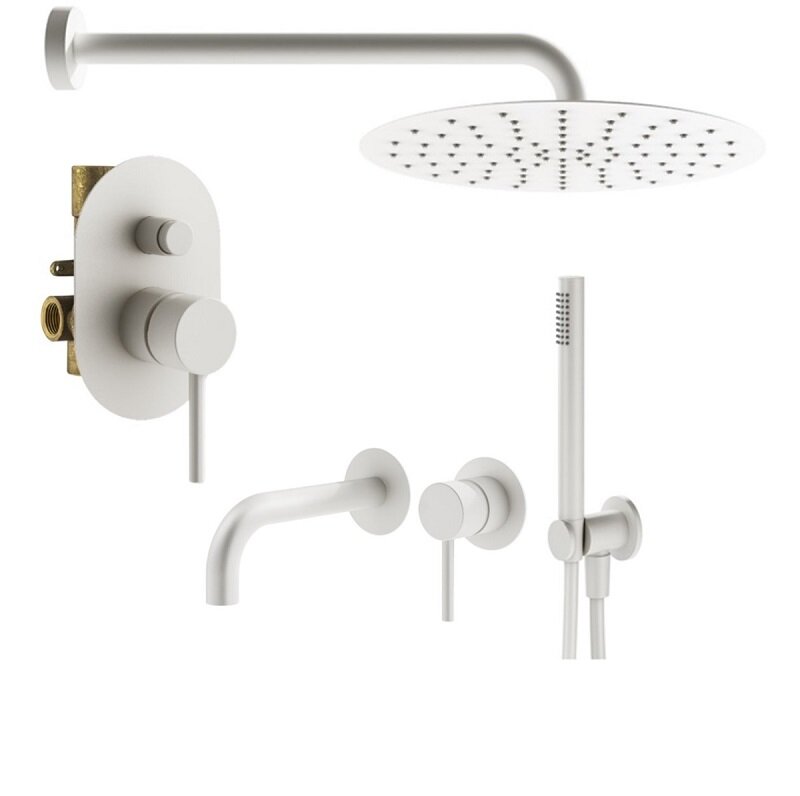 Изображение товара Душевая система Plumberia Selection Ixo 210мм белый матовый для комфортной ванной Изображение товара Душевая система Plumberia Selection Ixo 210мм белый матовый для комфортной ванной