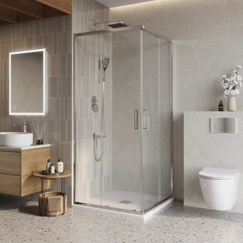 Изображение товара Душевой уголок BelBagno LUCE-A-2-90-C-Cr, 90 х 90 см, стекло прозрачное, профиль хром