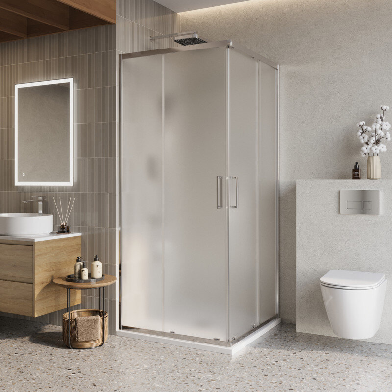 Изображение товара Душевой уголок BelBagno LUCE-A-2-90-P-Cr, 90 х 90 см, стекло рифленое, профиль хром Изображение товара Душевой уголок BelBagno LUCE-A-2-90-P-Cr, 90 х 90 см, стекло рифленое, профиль хром