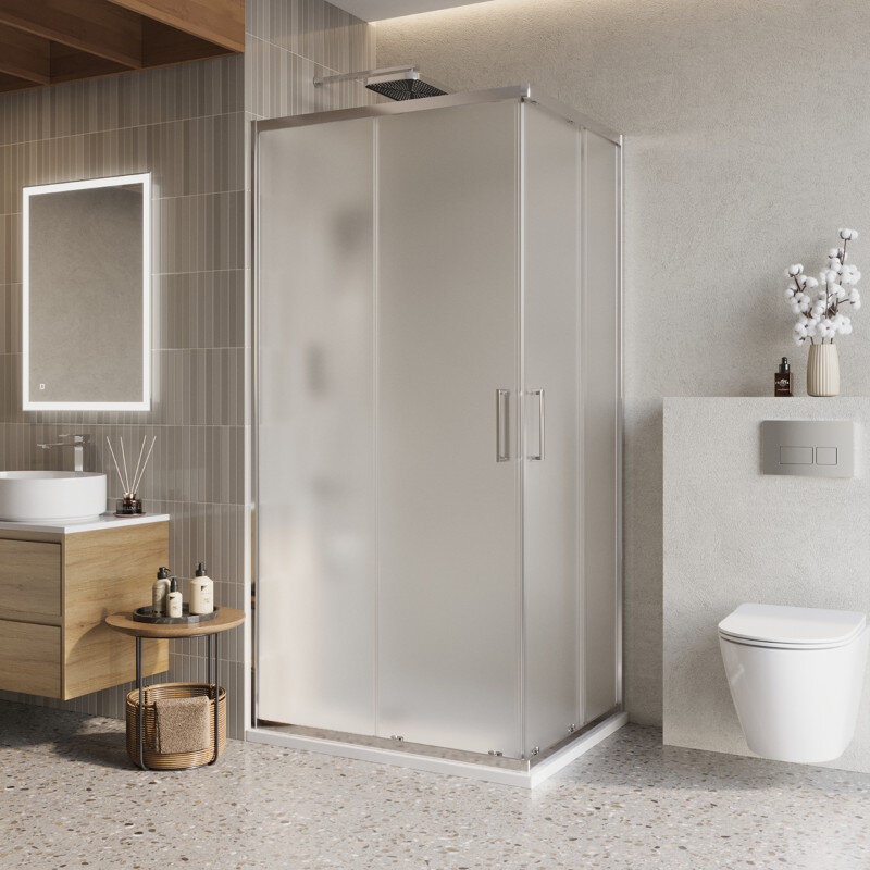 Изображение товара Душевой уголок BelBagno LUCE-AH-2-100/80-P-Cr, матовое стекло, хром профиль