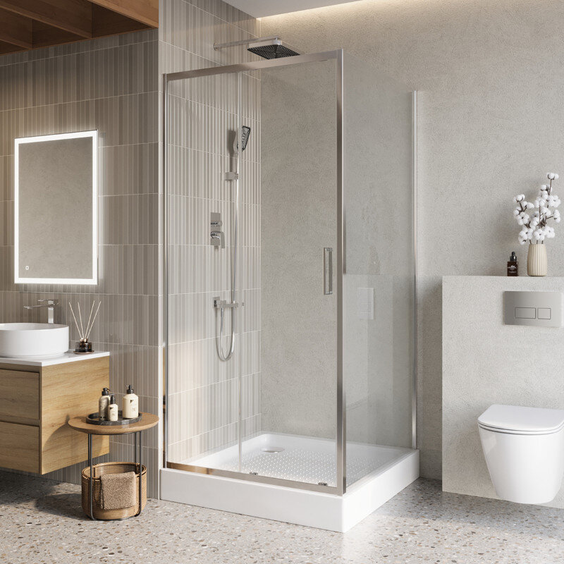 Изображение товара Душевой уголок BelBagno LUCE-A-1 100x100 см с прозрачным стеклом и хромовым профилем