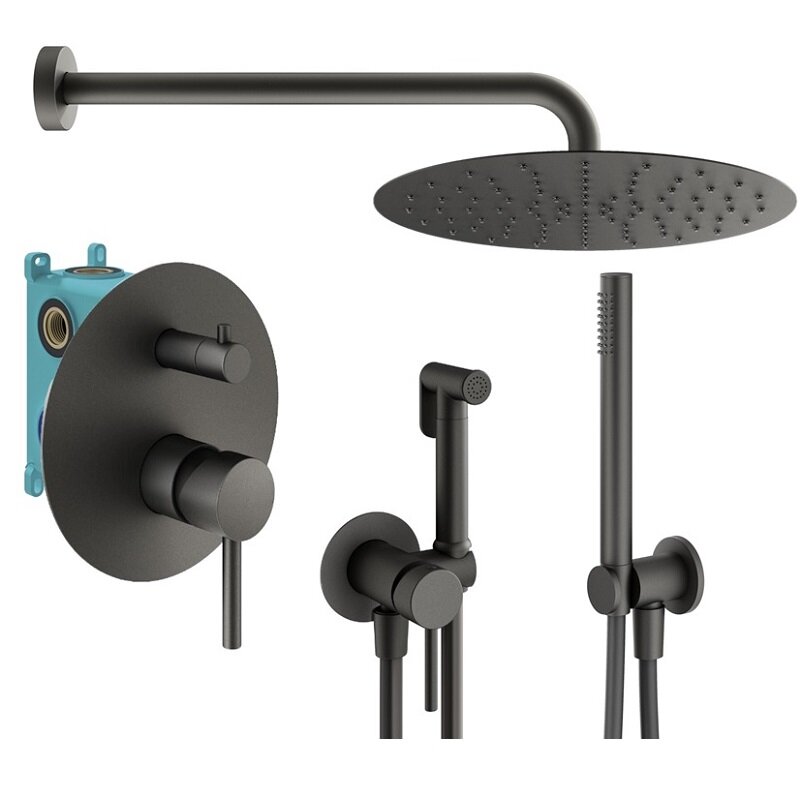 Изображение товара Душевая система Plumberia Selection Ixo, графит матовый, 2-выходная
