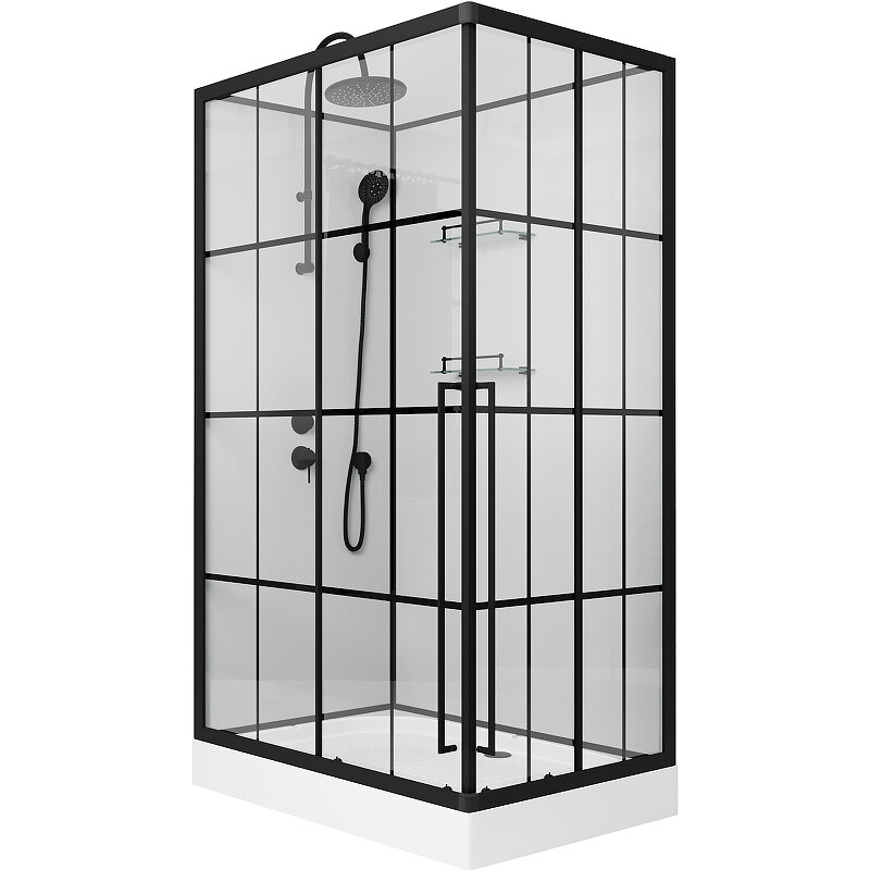 Изображение товара Душевая кабина Niagara Standart ST120/80/15QL/KL/BKT/ST120/80/15QR/KL/BKT, 120 x 80 см, стекло прозрачное с рисунком, профиль черный матовый, левая/правая Изображение товара Душевая кабина Niagara Standart ST120/80/15QL/KL/BKT/ST120/80/15QR/KL/BKT, 120 x 80 см, стекло прозрачное с рисунком, профиль черный матовый, левая/правая