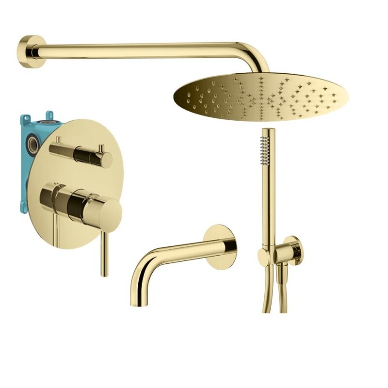 Изображение товара Душевая система Plumberia Selection Ixo KITXO19OR60, комплект с золочением, встроенная, однорычажна