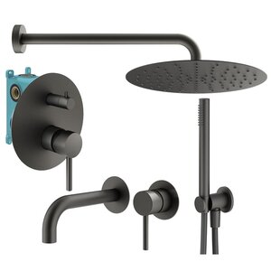 Изображение товара Комплект смесителей Plumberia Selection Ixo KITXO18GR210, графит матовый, встроенный