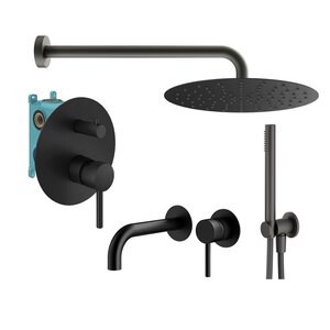 Изображение товара Комплект смесителей Plumberia Selection Ixo KITXO18NO210, цвет черный матовый