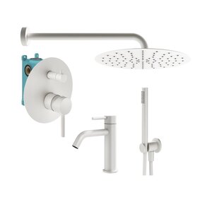 Изображение товара Комплект смесителей Plumberia Selection Ixo KITXO18BO53, цвет белый матовый