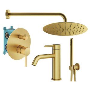 Изображение товара Комплект смесителей Plumberia Selection Ixo KITXO18OB53 с брашированным золотом для ванной