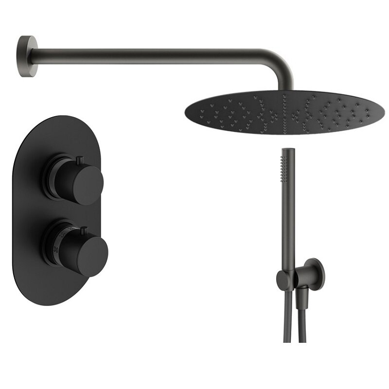 Изображение товара Душевая система Plumberia Selection Ixo KITXOT18NO термостатическая черный матовый