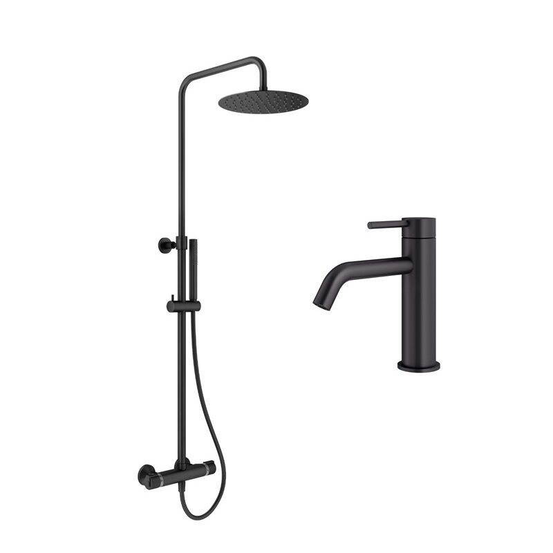 Изображение товара Комплект смесителей Plumberia Selection Ixo KITXO6302NO53, цвет черный матовый