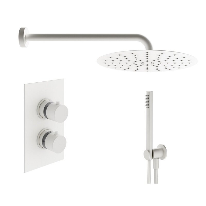 Изображение товара Душевая система Plumberia Selection Ixo KITXOT18QBO, термостатическая, на 2 потребителя, цвет белый матовый Изображение товара Душевая система Plumberia Selection Ixo KITXOT18QBO, термостатическая, на 2 потребителя, цвет белый матовый
