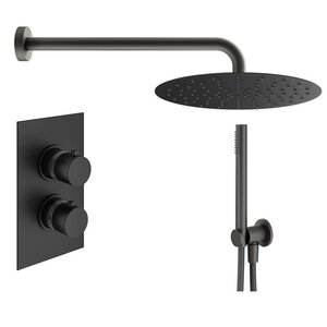 Изображение товара Душевая система Plumberia Selection Ixo KITXOT18QNO, термостатическая, на 2 потребителя, цвет черный матовый