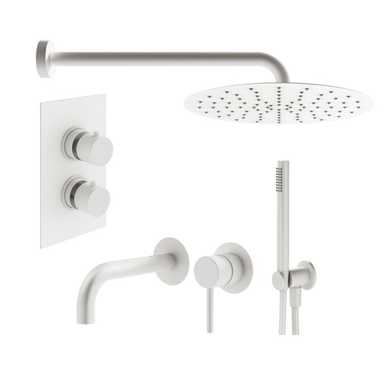 Изображение товара Комплект смесителей Plumberia Selection Ixo KITXOT18QBO210, цвет белый матовый