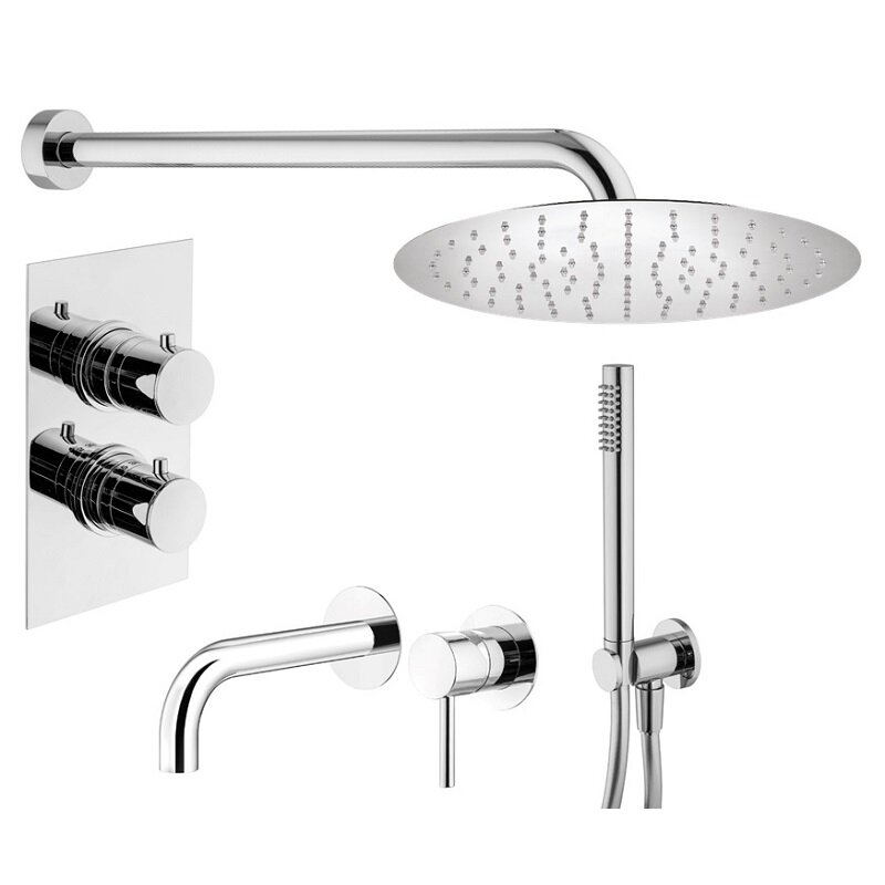 Изображение товара Комплект смесителей Plumberia Selection Ixo для душа и раковины с термостатом Изображение товара Комплект смесителей Plumberia Selection Ixo для душа и раковины с термостатом