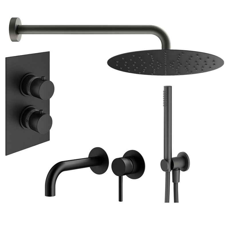 Изображение товара Комплект смесителей Plumberia Selection Ixo KITXOT18QNO210 черный матовый для ванной комнаты