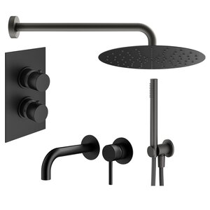 Изображение товара Комплект смесителей Plumberia Selection Ixo KITXOT18QNO210, цвет черный матовый