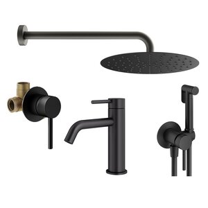 Изображение товара Комплект смесителей Plumberia Selection Ixo KITZXO01NO53 черный матовый для раковины и душа