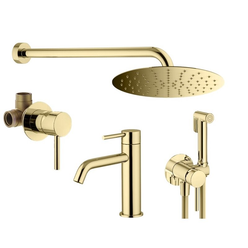 Изображение товара Комплект смесителей Plumberia Selection Ixo KITZXO01OR53, цвет золото Изображение товара Комплект смесителей Plumberia Selection Ixo KITZXO01OR53, цвет золото